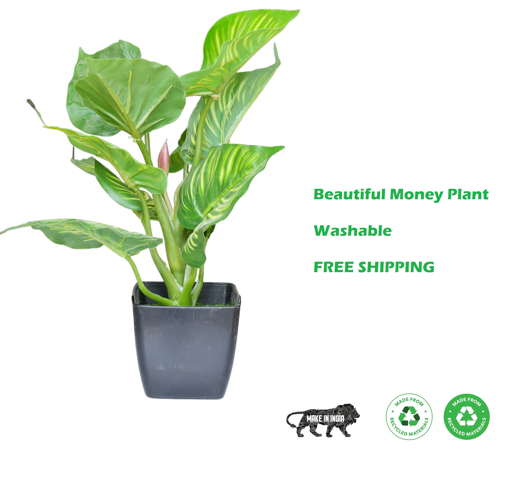 Natural Looking Money Plant Bonsai Artificial Plant with Black Pot