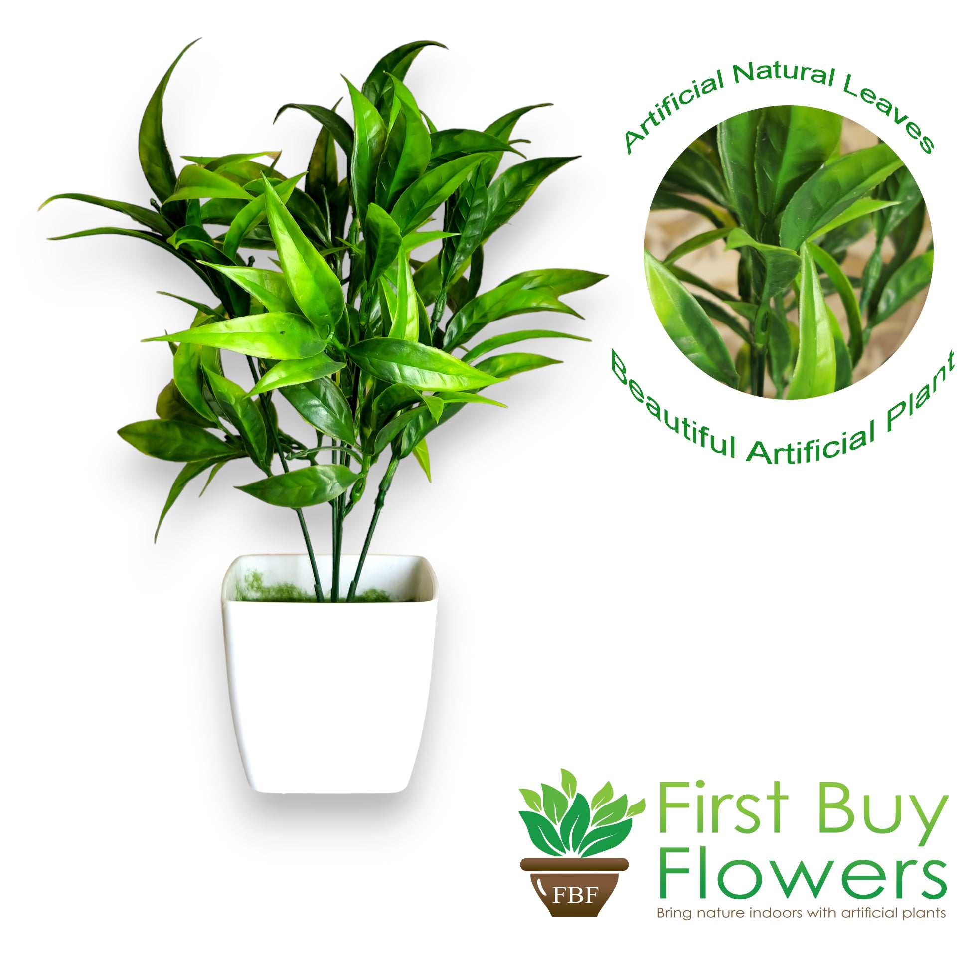 Artificial Beautiful Bamboo Plant with white pot