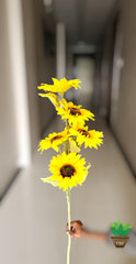 Artificial Sunflower Stick For Home Decoration , Yellow Sunflower Artificial Flower  (40 inch, Pack of 1, Flower Bunch)