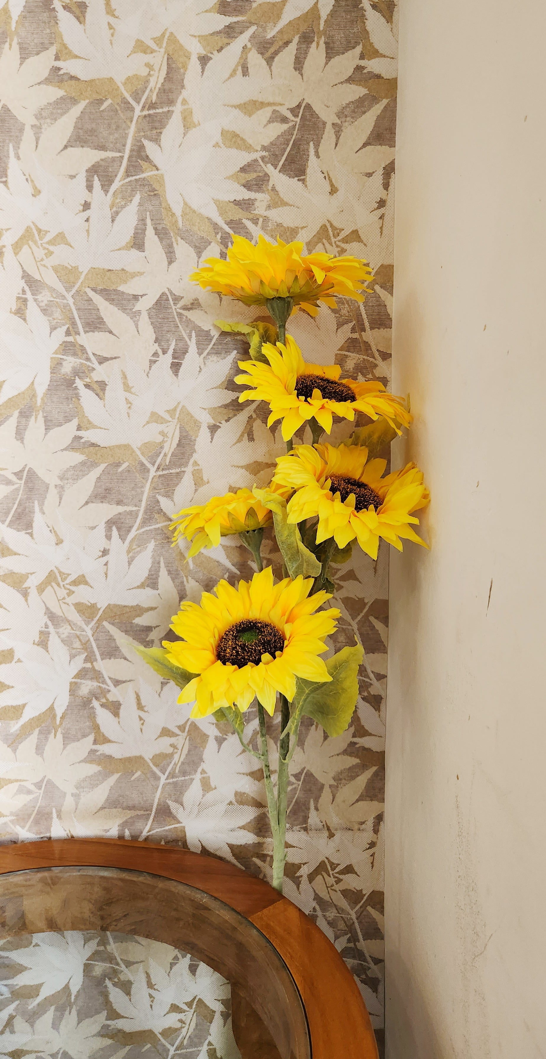 Artificial Sunflower Stick For Home Decoration , Yellow Sunflower Artificial Flower  (40 inch, Pack of 1, Flower Bunch)