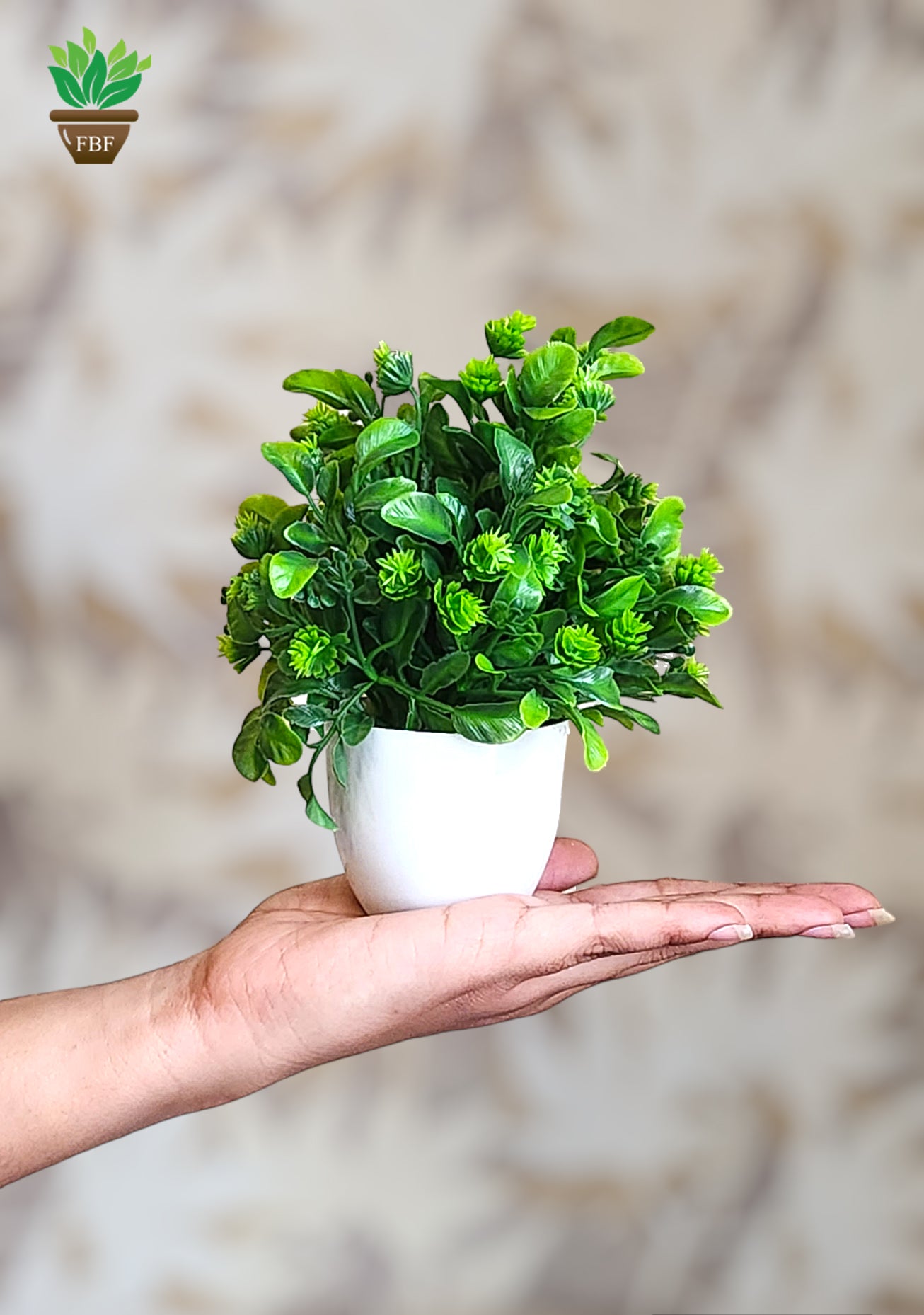 Artificial Small Green Plants for Home Decor Bathroom Office Set of 2