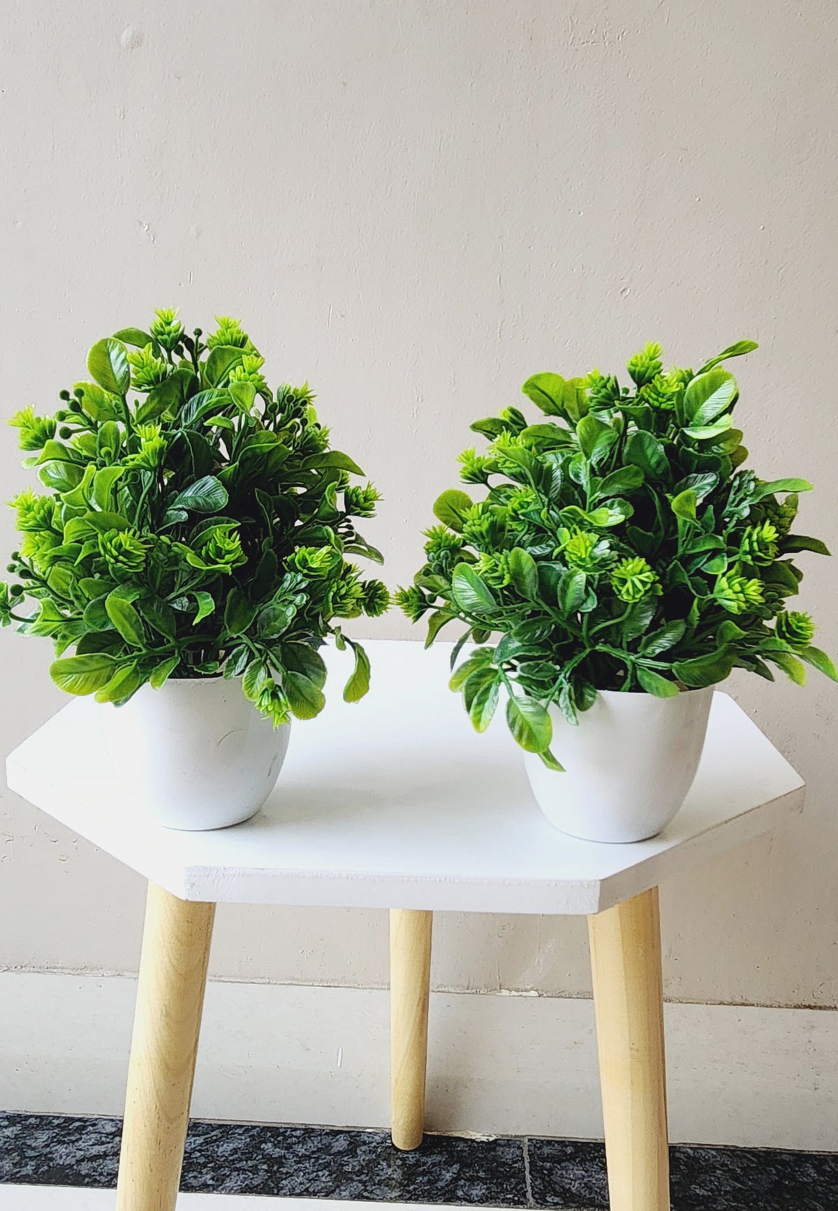 Artificial Small Green Plants for Home Decor Bathroom Office Set of 2