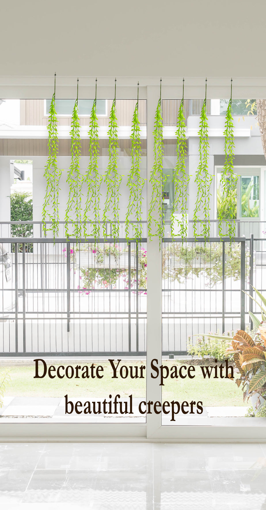 Artificial Hanging Flower Vine for Decoration (Green) set of 4