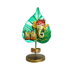 Metal Tea light Ganesh Ji ( Green )