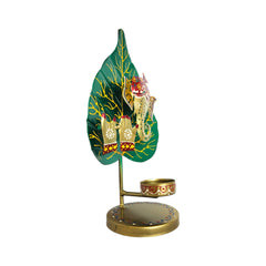 Metal Tea light Ganesh Ji ( Green )