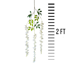 Pack of 6  Artificial Wisteria Vine , Wisteria flower Hanging ( White )