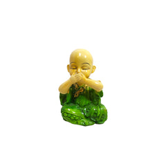 3 Pc Feng Shui Buddha Cute Solar Head Meditation Buddhist Monk Figure, for Good Luck