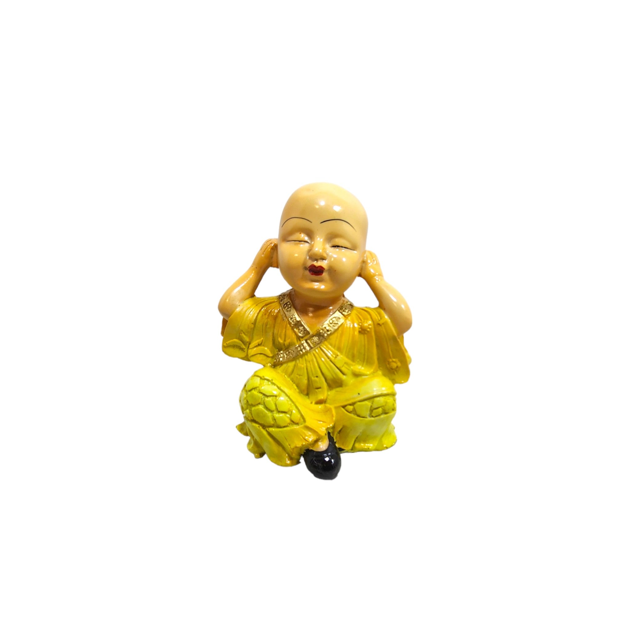 3 Pc Feng Shui Buddha Cute Solar Head Meditation Buddhist Monk Figure, for Good Luck