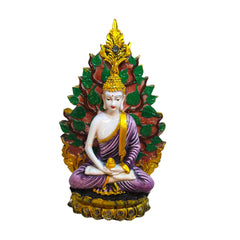 Unique Buddha statue with leaf background