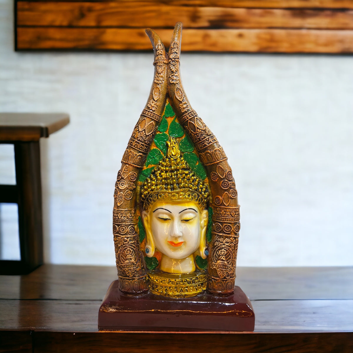 Unique Buddha face  statue with classical art ( Material - Fiber )