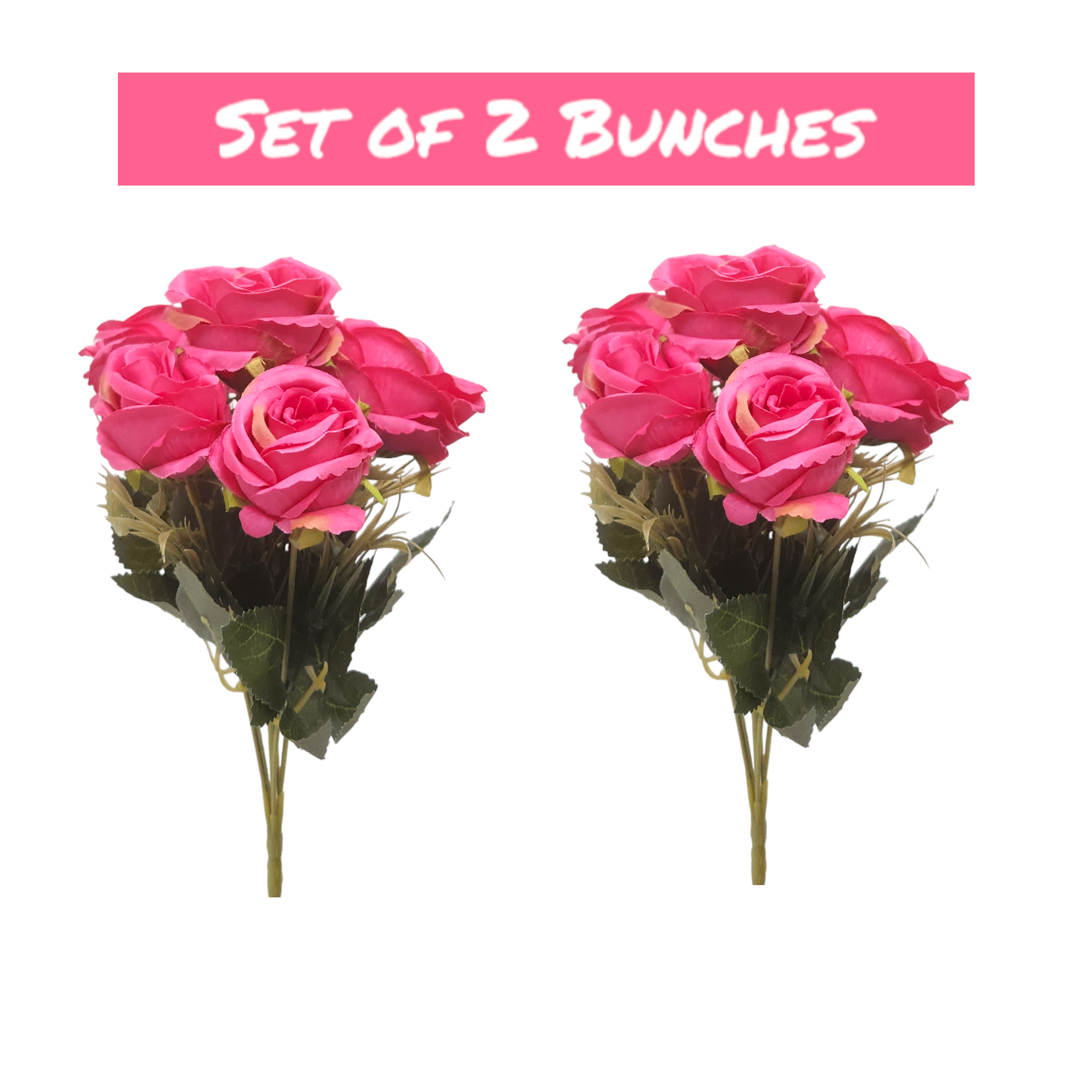 Artificial Dry rose bunch set of 2 (  Dark Pink )