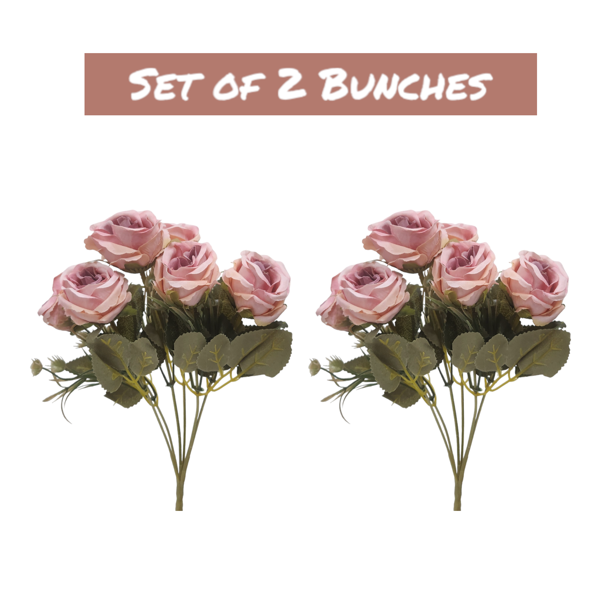 Artificial Dry rose bunch set of 2 ( Peach )