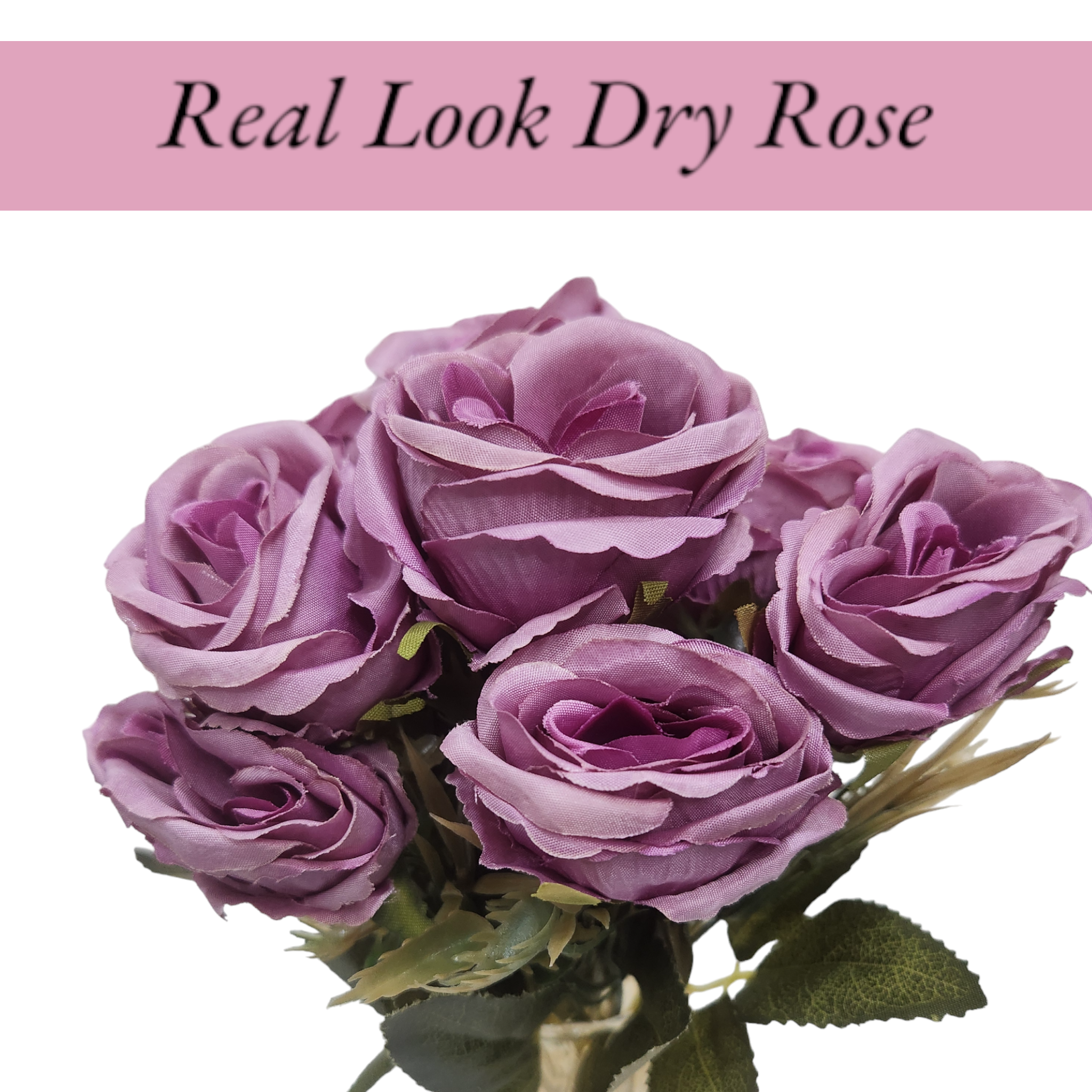 Artificial Dry rose bunch set of 2 ( Purple )