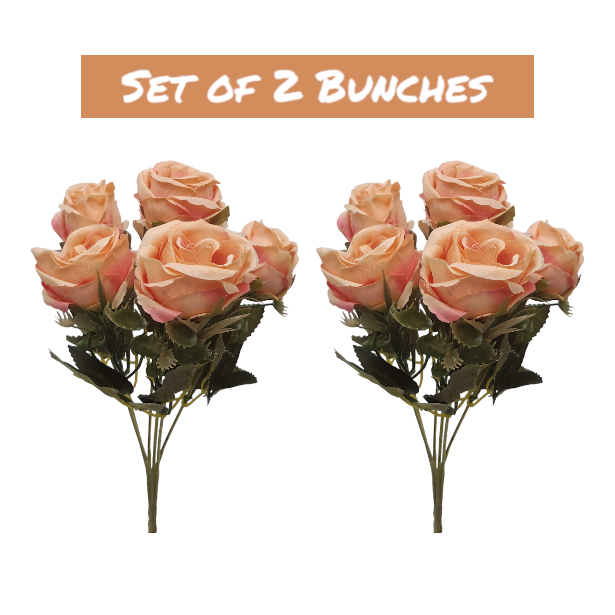 Artificial Dry rose bunch set of 2 ( Orange )