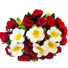 Artificial Rose and Frangipani flower bunch