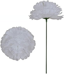 Silk Carnation Flower, 50 Artificial Flowers, Used for Wedding Decoration , Temple  ( White )