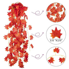 Artificial Maple Plant Creepers Leaves for Wall Hangings and Aesthetic Home Decoration (4 Strings, 7 Ft)