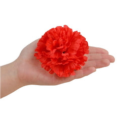 Silk Carnation Flower, 50 Artificial Flowers, Used for Wedding Decoration , Temple  ( Red )