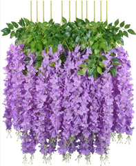 Pack of 6  Artificial Wisteria Vine , Wisteria flower Hanging ( Purple )