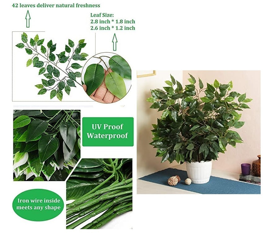 Artificial Green Ficus tree leaves set of 6 bunch