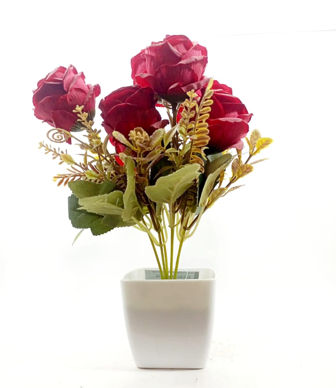 Natural Looking Artificial Rose Bunch with pot for Home & Office Showcase Decor