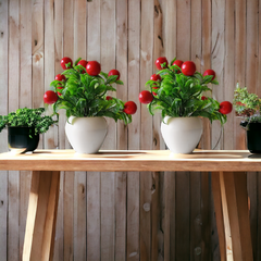 Artificial Forest Cherry Bonsai Plant with Plastic Pot  (Set of 2)