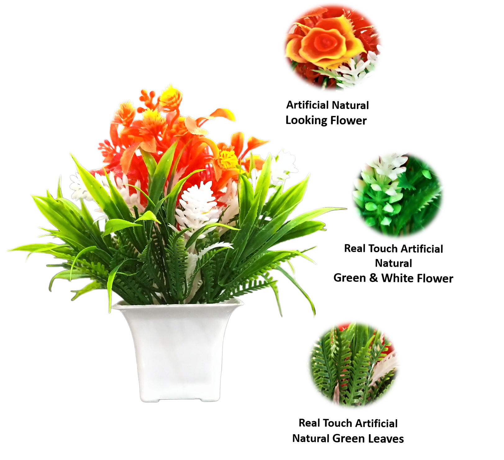 Artificial tricolor flower pot , Indian flag colors