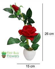 Artificial Rose with Apple shape Pot set of 2