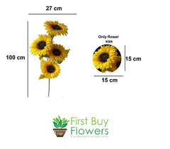 Artificial Sunflower Stick For Home Decoration , Yellow Sunflower Artificial Flower  (40 inch, Pack of 1, Flower Bunch)