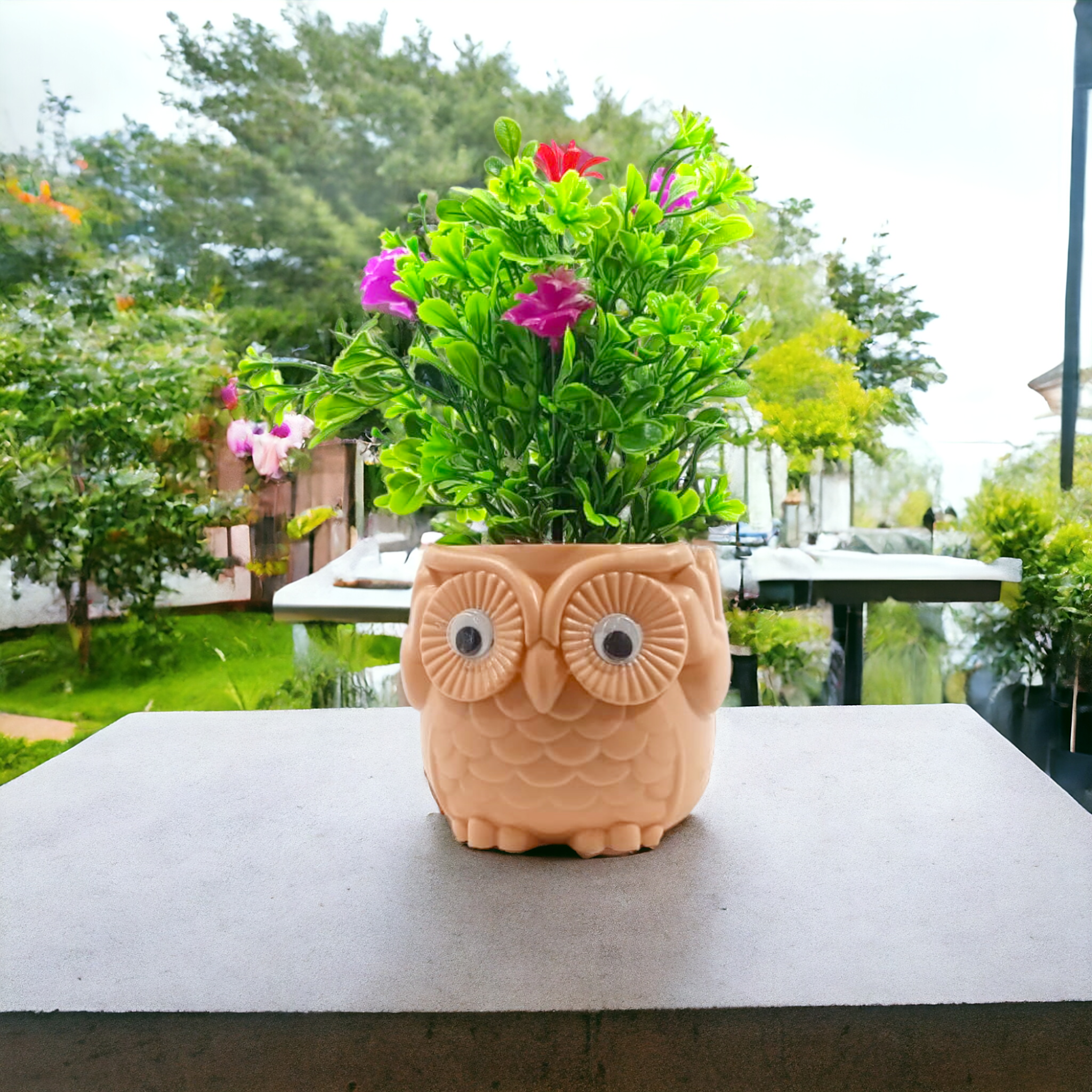 Owl shape plastic planter set of 2