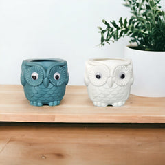 Owl shape plastic planter set of 2