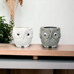 Owl shape plastic planter set of 2