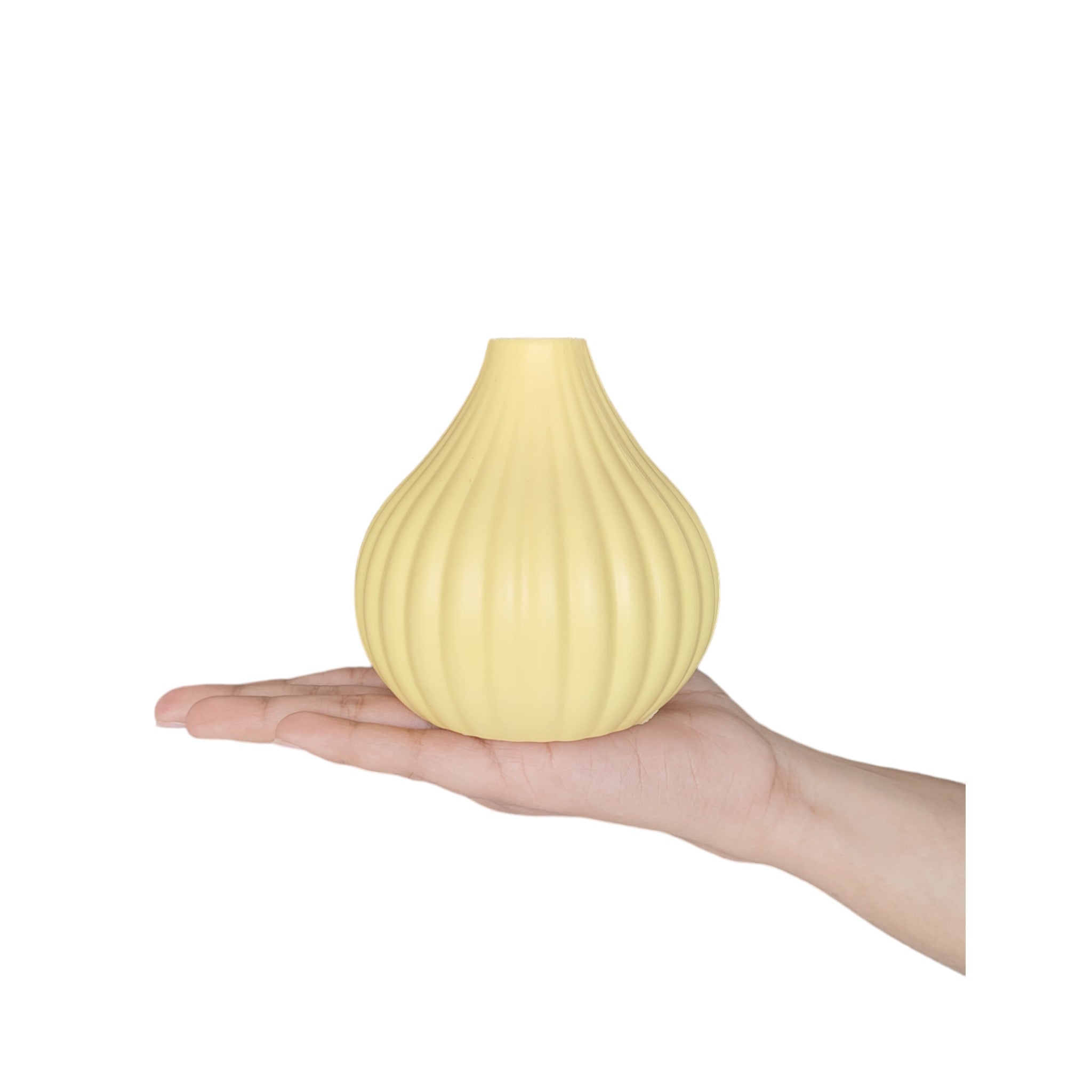 Modak shape plastic pots , 5 inch Yellow  set of 2