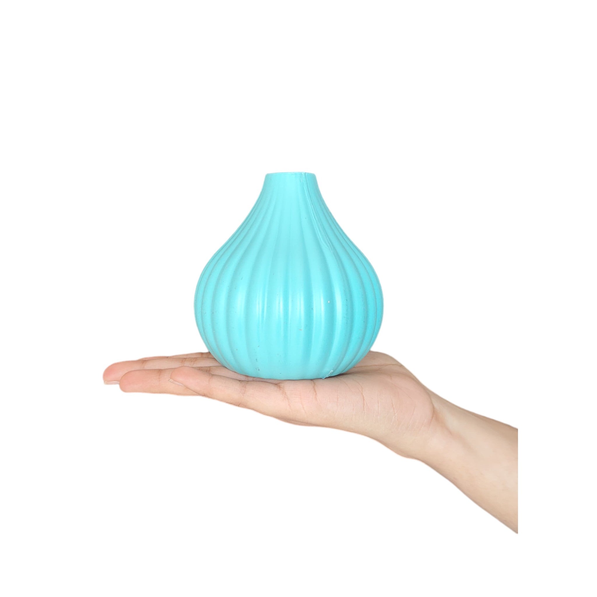 Modak shape plastic pots , 5 inch Sky blue set of 2