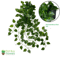 Artificial Plant Greenery Vine Creeper for  Home Decor Door Wall Balcony Decoration Party  (2 Pcs Money Plants)