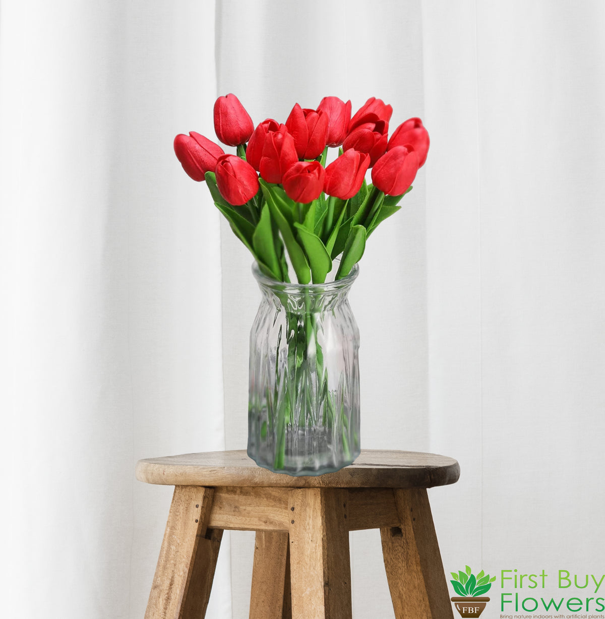 Artificial Tulip Lily Flower Sticks for Home, Bedroom, Garden, Balcony, Office, Living Room Set of 4 Without Vase