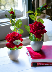 Artificial Rose with Apple shape Pot set of 2